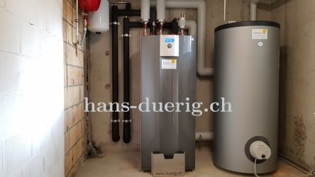 gesamte Installation der Wärmepumpe mit sehr wenig Platzbedarf