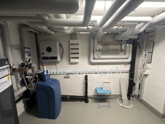 Heizungsraum mit Fussbodenheizungsverteiler und Wasserenthärter